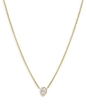 Zoe Lev 14K Yellow Gold Pear Diamond Bezel Pendant Necklace, 16-18