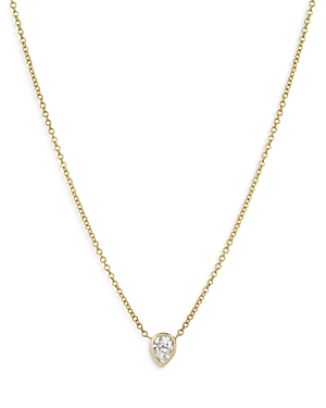 Zoe Lev 14K Yellow Gold Pear Diamond Bezel Pendant Necklace, 16-18