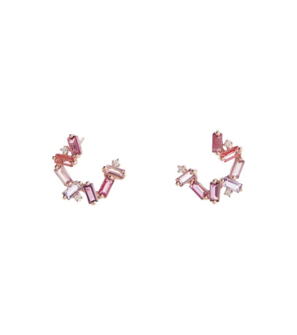 Zuri 14kt rose gold earrings with topaz, rhodolite and diamonds