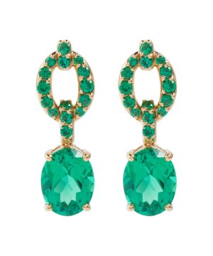 Catena Drop 18kt gold earrings with emeralds