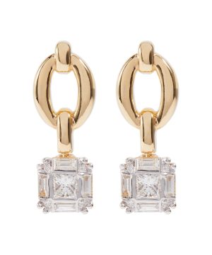 Catena Illusion Assher 18kt gold earrings with diamonds