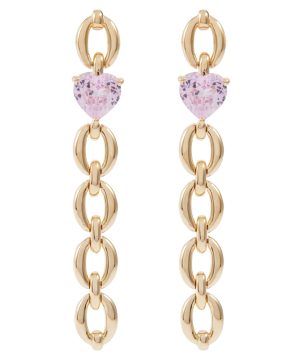Catena Long Heart 18kt gold earrings with pink sapphires