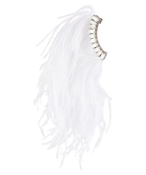 Feather-trimmed embellished ear cuff