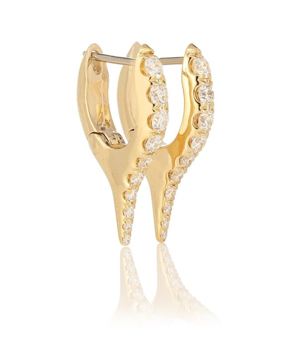Lola Mini Needle 18kt gold earrings with diamonds