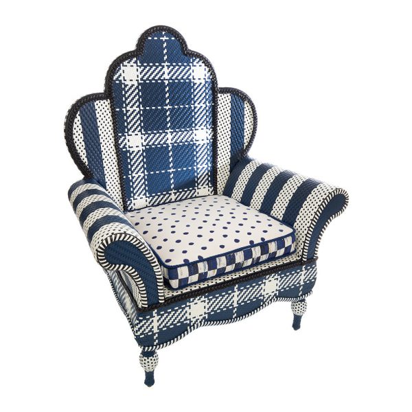 MacKenzie-Childs - Boathouse Outdoor Wing Chair - Blue/White