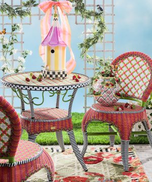 MacKenzie-Childs - Breezy Poppy Outdoor Cafe Chair - Red