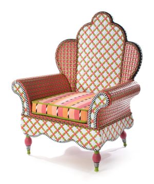 MacKenzie-Childs - Breezy Poppy Outdoor Wing Chair - Pink/Green