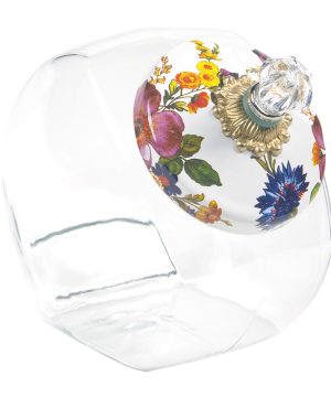 MacKenzie-Childs - Cookie Jar with Flower Market Enamel Lid - White