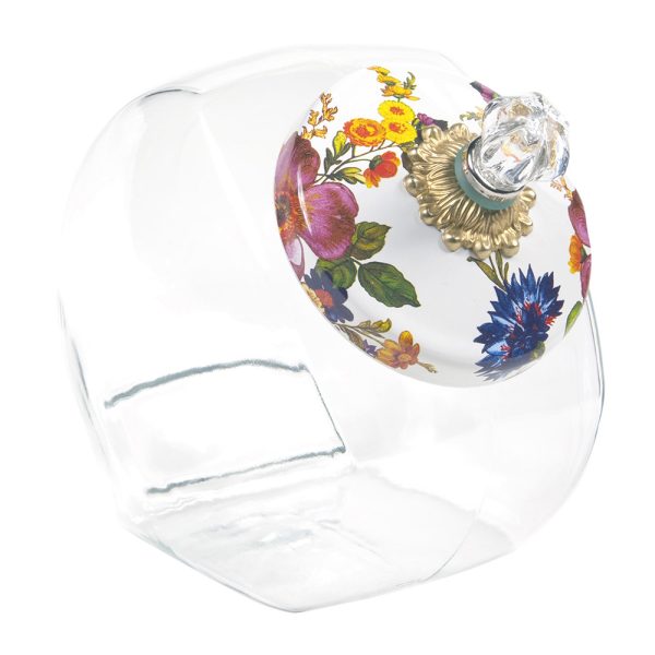 MacKenzie-Childs - Cookie Jar with Flower Market Enamel Lid - White