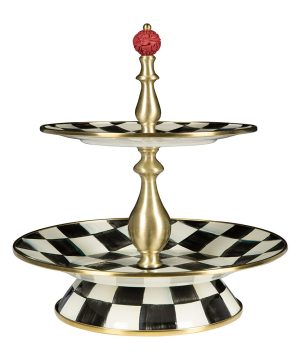 MacKenzie-Childs - Courtly Check Enamel Cake Stand - 2 Tier
