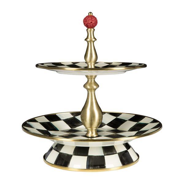 MacKenzie-Childs - Courtly Check Enamel Cake Stand - 2 Tier