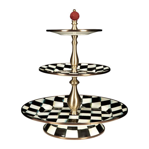 MacKenzie-Childs - Courtly Check Enamel Cake Stand - 3 Tier