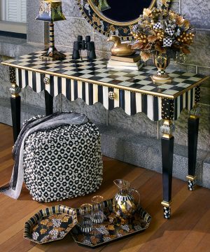 MacKenzie-Childs - Courtly Stripe Console Table - Black/White