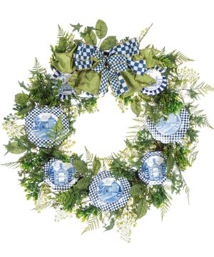 MacKenzie-Childs - Fern Wreath - Royal Toile