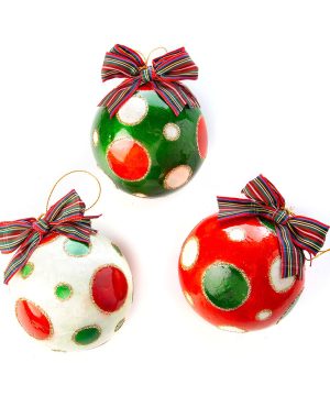 MacKenzie-Childs - Jolly Dot Tree Decoration - Set of 3 - Green/Red/White