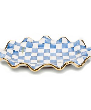 MacKenzie-Childs - Royal Check Fluted Serving Platter - Blue/White